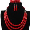 Beautiful Red 3pc Beaded Necklace Set