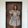 Mono-chrome Short Ankara Skater Dress