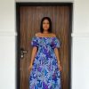 Ankara off-shoulder long dress