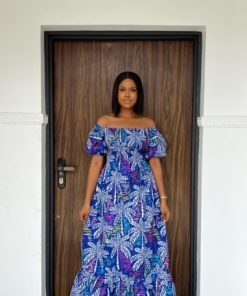 Ankara off-shoulder long dress