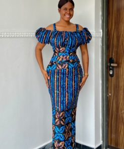 Classy Long Ankara Fitted Dress