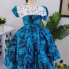 Blue Ankara Tropical Print Dress