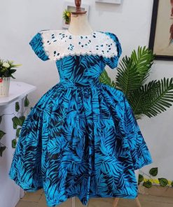 Blue Ankara Tropical Print Dress