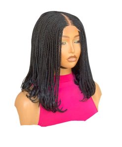 Short Braided Wig With Curled Tips