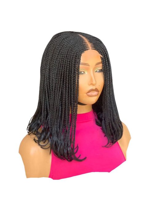 Short Braided Wig With Curled Tips